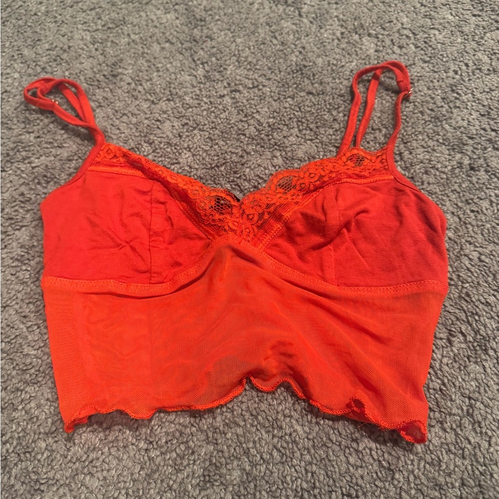 Red Lace Going Out Top